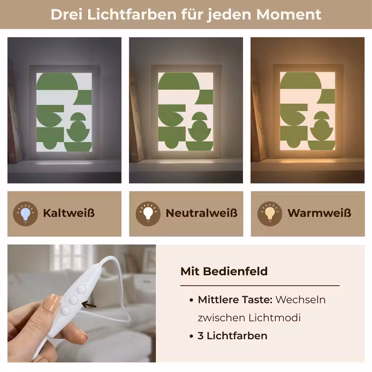 Personalisierte Lightbox - Zusammenfassung – Geometrie – Modern – Grün – Weiß - Abstract - Geometrie - Modern - Groen - Wit Light Box met kabel (Tafellamp) klein