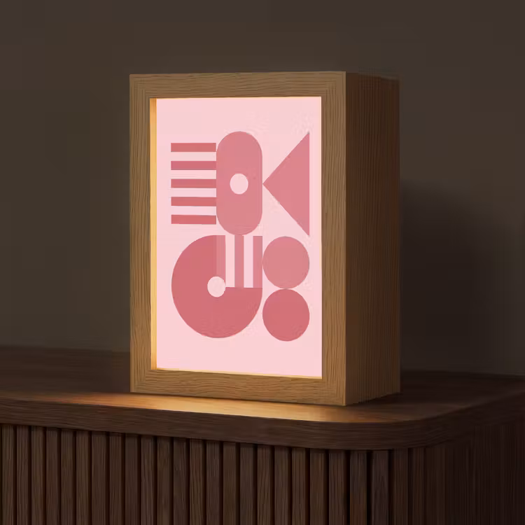 Personalisierte Lightbox - Zusammenfassung – Geometrisch – Formen – Rosa - Abstract - Geometrisch - Vormen - Roze Light Box met kabel (Tafellamp) klein