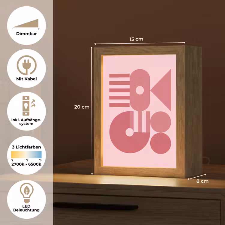 Personalisierte Lightbox - Zusammenfassung – Geometrisch – Formen – Rosa - Abstract - Geometrisch - Vormen - Roze Light Box met kabel (Tafellamp) klein
