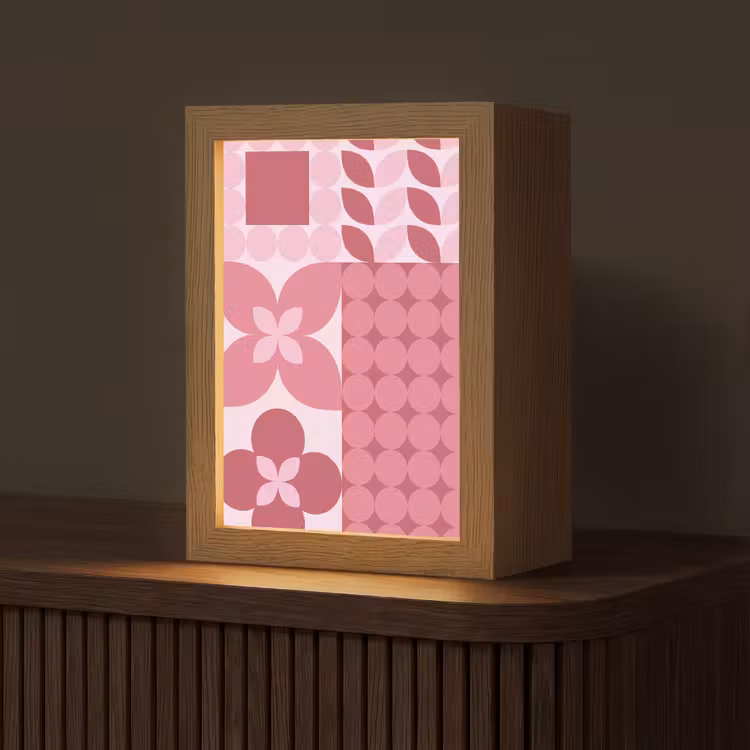Personalisierte Lightbox - Zusammenfassung – Geometrisch – Muster – Modern – Rosa - Abstract - Geometrisch - Patroon - Modern - Roze Light Box met kabel (Tafellamp) klein