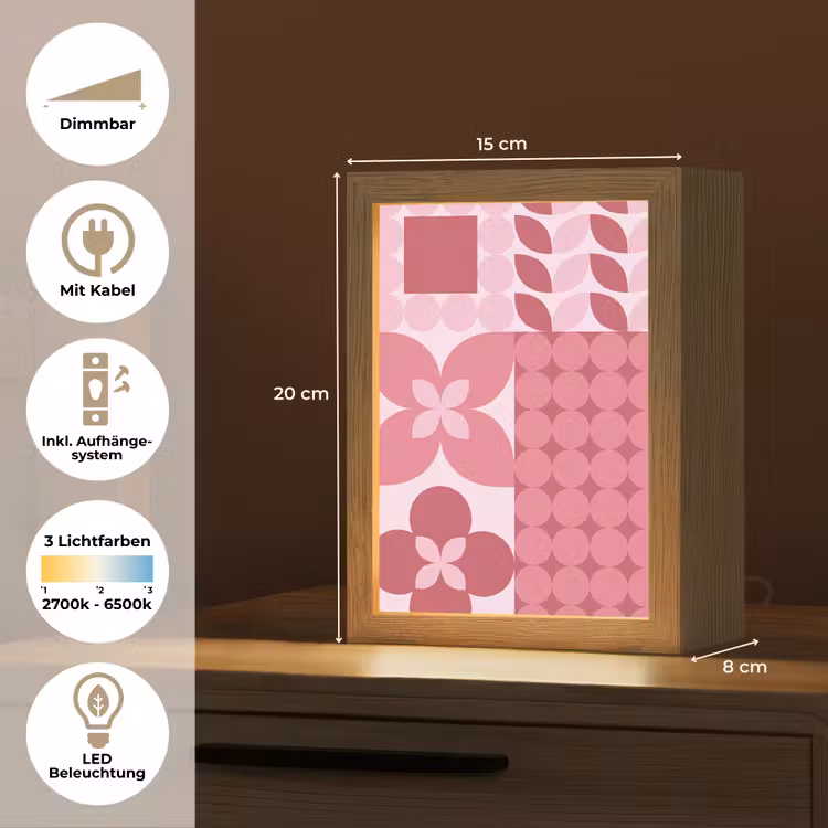 Personalisierte Lightbox - Zusammenfassung – Geometrisch – Muster – Modern – Rosa - Abstract - Geometrisch - Patroon - Modern - Roze Light Box met kabel (Tafellamp) klein