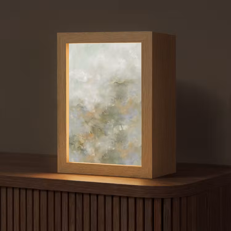 Personalisierte Lightbox - Zusammenfassung – Grün – Beige – Modern – Kunst - Abstract - Groen - Beige - Modern - Kunst Light Box met kabel (Tafellamp) klein