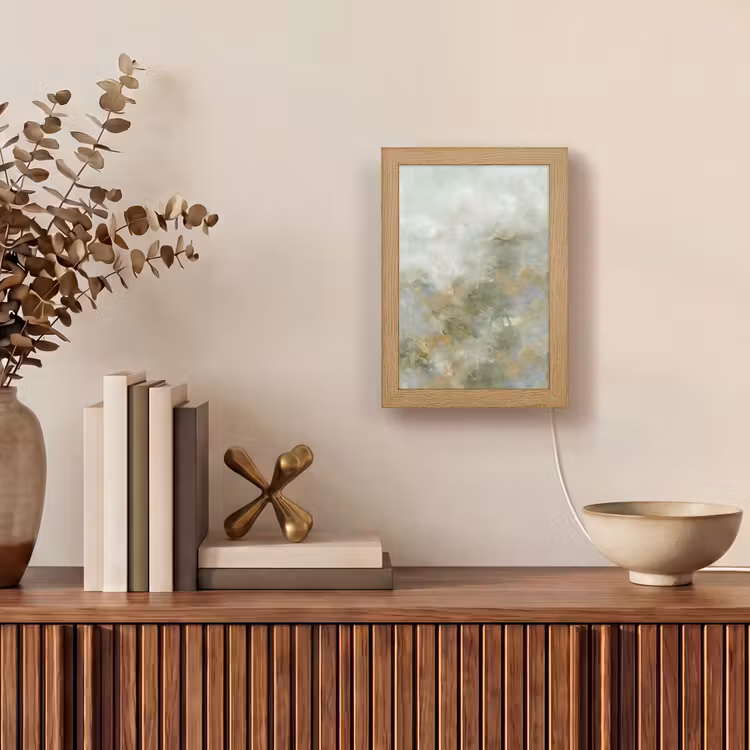 Personalisierte Lightbox - Zusammenfassung – Grün – Beige – Modern – Kunst - Abstract - Groen - Beige - Modern - Kunst Light Box met kabel (Tafellamp) klein
