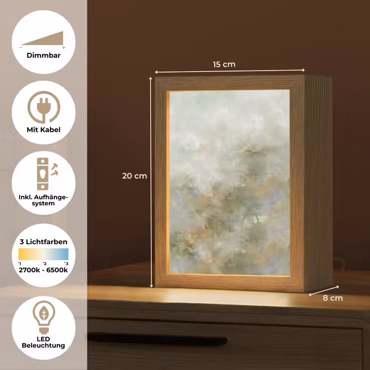 Personalisierte Lightbox - Zusammenfassung – Grün – Beige – Modern – Kunst - Abstract - Groen - Beige - Modern - Kunst Light Box met kabel (Tafellamp) klein