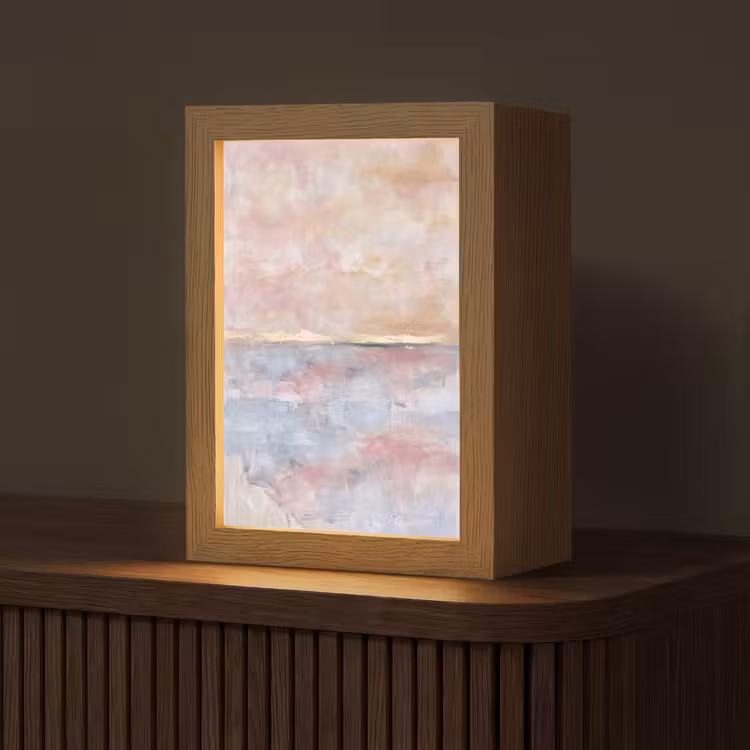 Personalisierte Lightbox - Zusammenfassung – Horizontal – Kunst – Rosa – Gold - Abstract - Horizontaal - Kunst - Roze - Goud Light Box met kabel (Tafellamp) klein