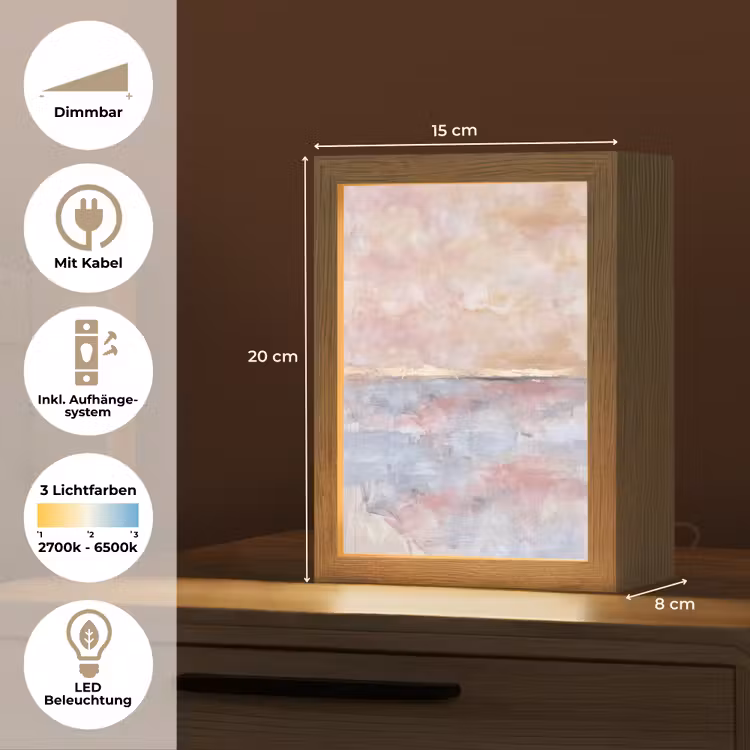 Personalisierte Lightbox - Zusammenfassung – Horizontal – Kunst – Rosa – Gold - Abstract - Horizontaal - Kunst - Roze - Goud Light Box met kabel (Tafellamp) klein