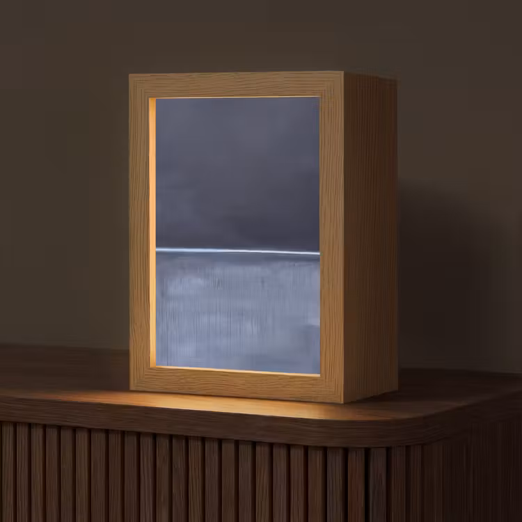 Personalisierte Lightbox - Zusammenfassung – Horizontale Linie – Minimalistisch – Dunkelblau – Kunst - Abstract - Horizontale lijn - Minimalistisch - Donkerblauw - Kunst Light Box met kabel (Tafellamp) klein