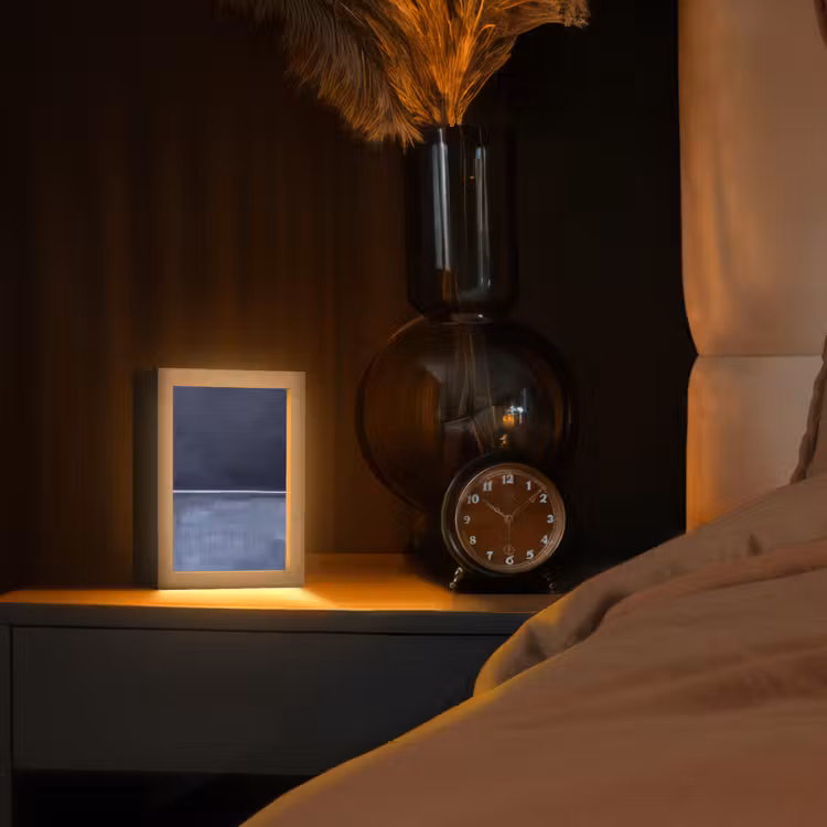 Personalisierte Lightbox - Zusammenfassung – Horizontale Linie – Minimalistisch – Dunkelblau – Kunst - Abstract - Horizontale lijn - Minimalistisch - Donkerblauw - Kunst Light Box met kabel (Tafellamp) klein