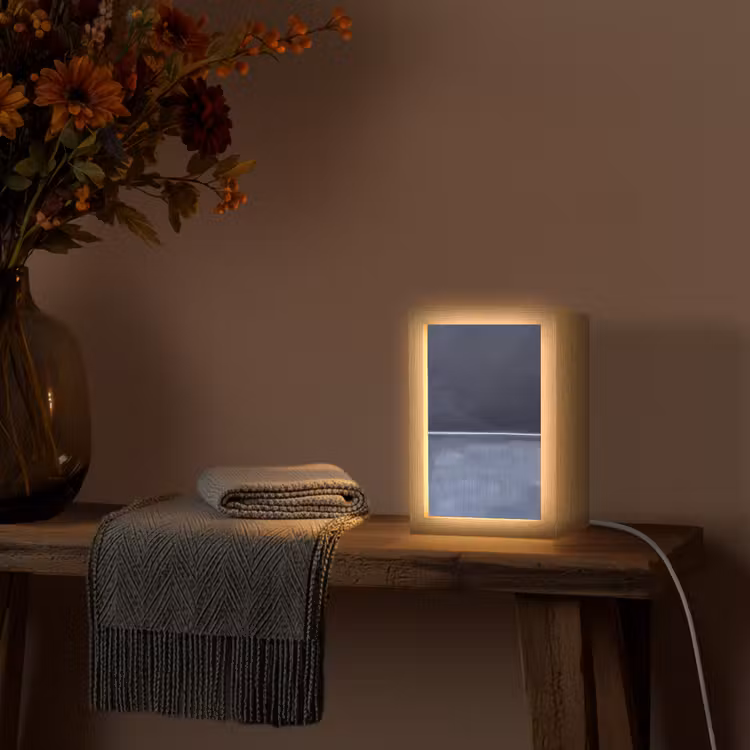 Personalisierte Lightbox - Zusammenfassung – Horizontale Linie – Minimalistisch – Dunkelblau – Kunst - Abstract - Horizontale lijn - Minimalistisch - Donkerblauw - Kunst Light Box met kabel (Tafellamp) klein