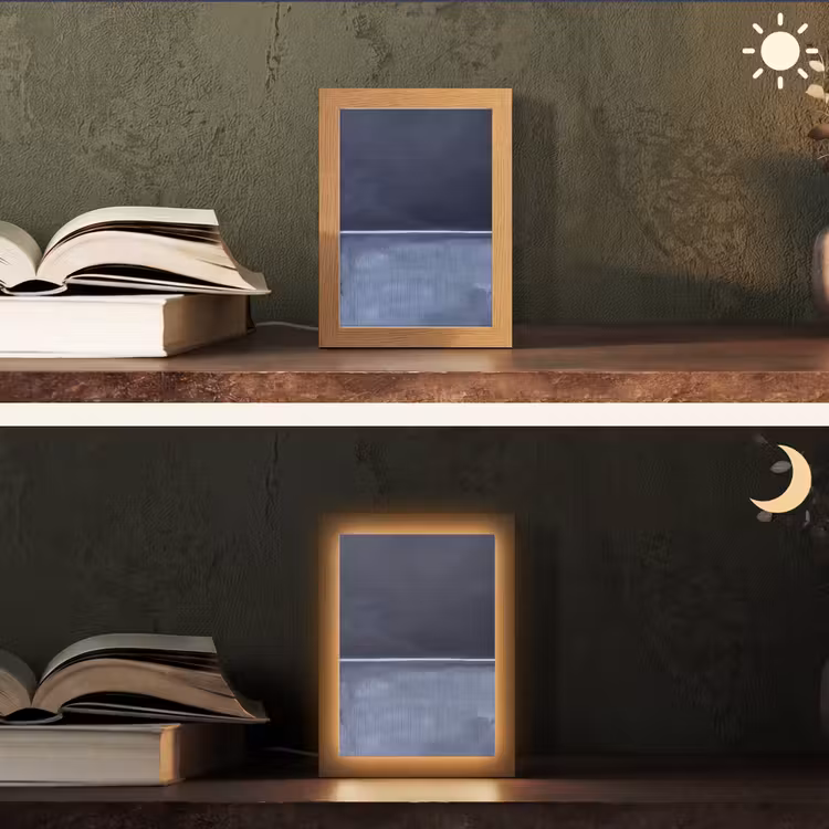 Personalisierte Lightbox - Zusammenfassung – Horizontale Linie – Minimalistisch – Dunkelblau – Kunst - Abstract - Horizontale lijn - Minimalistisch - Donkerblauw - Kunst Light Box met kabel (Tafellamp) klein