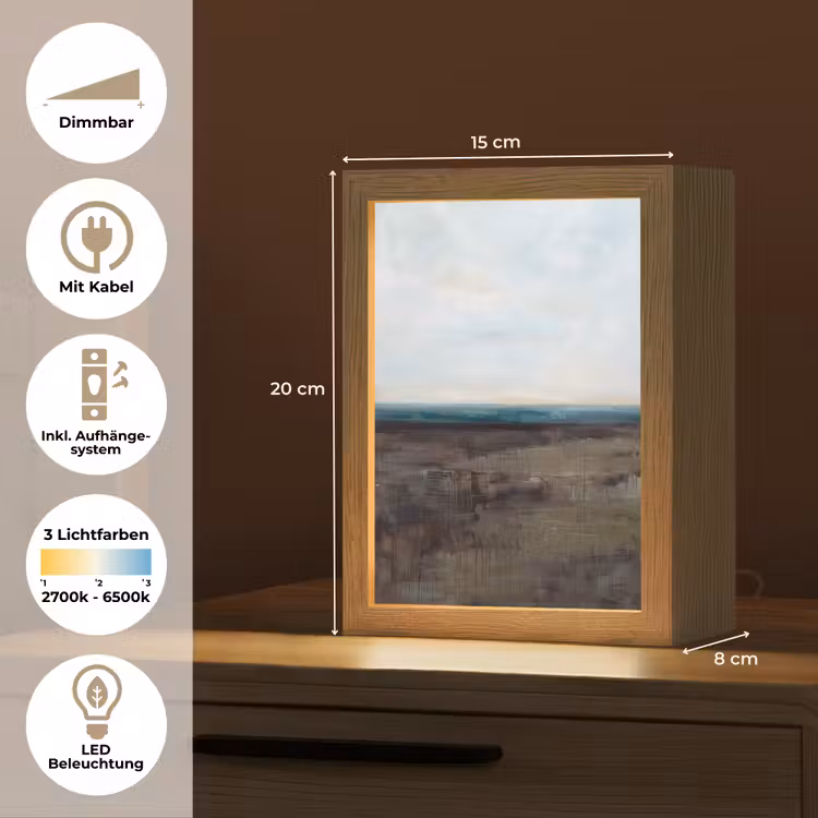 Personalisierte Lightbox - Zusammenfassung – Landschaft – Horizont – Blau – Modern - Abstract - Landschap - Horizon - Blauw - Modern Light Box met kabel (Tafellamp) klein
