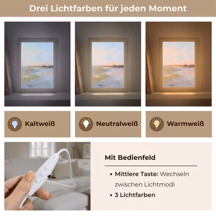 Personalisierte Lightbox - Zusammenfassung – Landschaft – Horizont – Modern – Farbenfroh - Abstract - Landschap - Horizon - Modern - Kleurrijk Light Box met kabel (Tafellamp) klein
