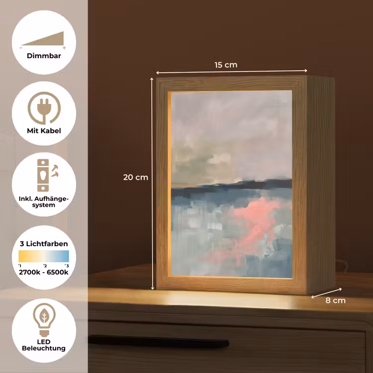 Personalisierte Lightbox - Zusammenfassung – Landschaft – Kunst – Modern – Grün – Blau - Abstract - Landschap - Kunst - Modern - Groen - Blauw Light Box met kabel (Tafellamp) klein