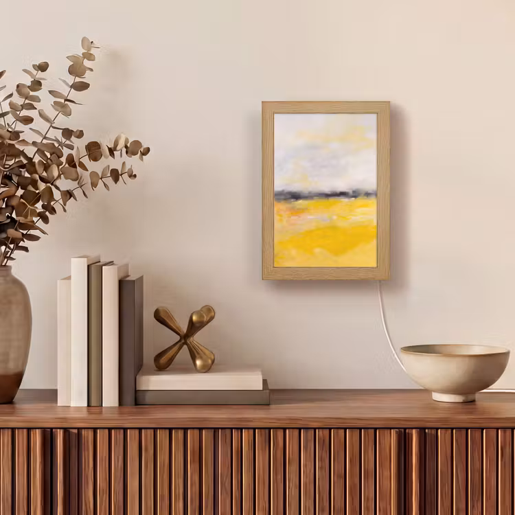 Personalisierte Lightbox - Zusammenfassung – Landschaft – Modern – Gelb - Abstract - Landschap - Modern - Geel Light Box met kabel (Tafellamp) klein