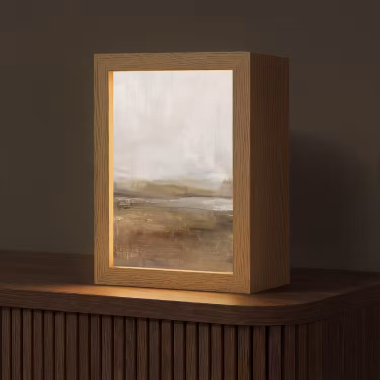 Personalisierte Lightbox - Zusammenfassung – Landschaft – Natur – Beige – Braun - Abstract - Landschap - Natuur - Beige - Bruin Light Box met kabel (Tafellamp) klein