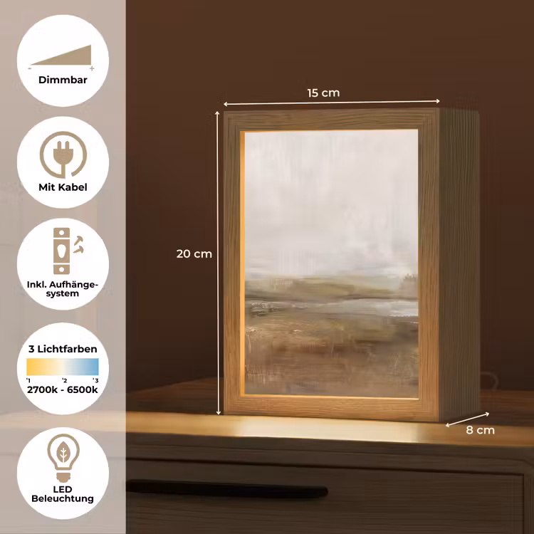 Personalisierte Lightbox - Zusammenfassung – Landschaft – Natur – Beige – Braun - Abstract - Landschap - Natuur - Beige - Bruin Light Box met kabel (Tafellamp) klein