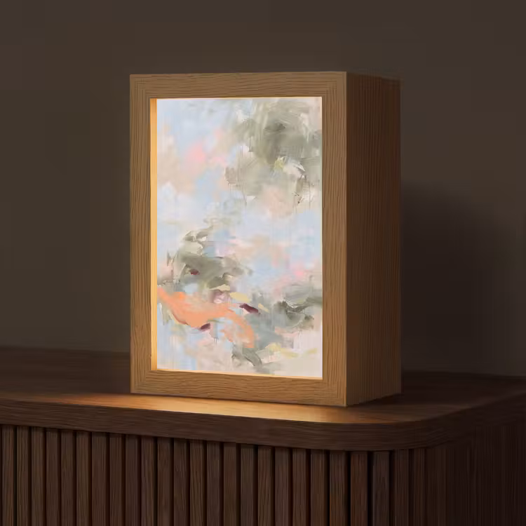 Personalisierte Lightbox - Zusammenfassung – Pinselstriche – Kunst – Modern – Pastell - Abstract - Borstelstreken - Kunst - Modern - Pastel Light Box met kabel (Tafellamp) klein