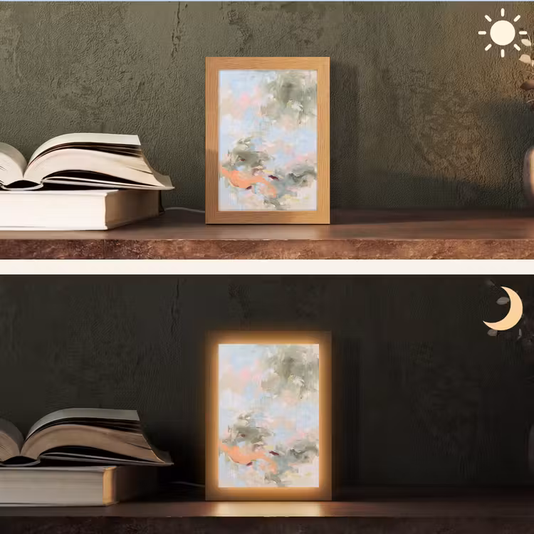 Personalisierte Lightbox - Zusammenfassung – Pinselstriche – Kunst – Modern – Pastell - Abstract - Borstelstreken - Kunst - Modern - Pastel Light Box met kabel (Tafellamp) klein