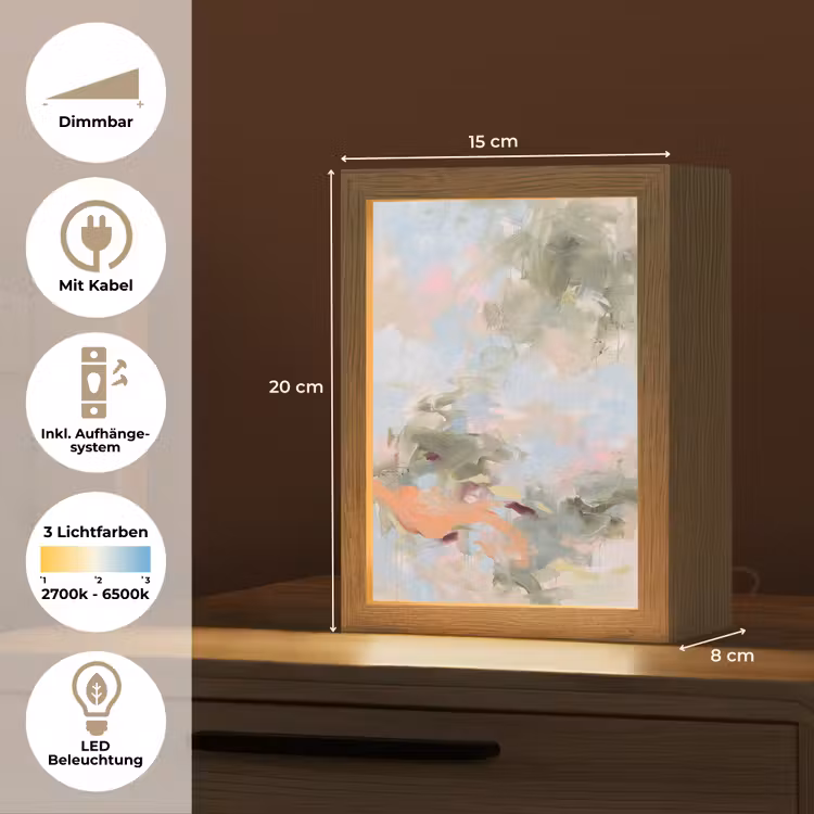Personalisierte Lightbox - Zusammenfassung – Pinselstriche – Kunst – Modern – Pastell - Abstract - Borstelstreken - Kunst - Modern - Pastel Light Box met kabel (Tafellamp) klein