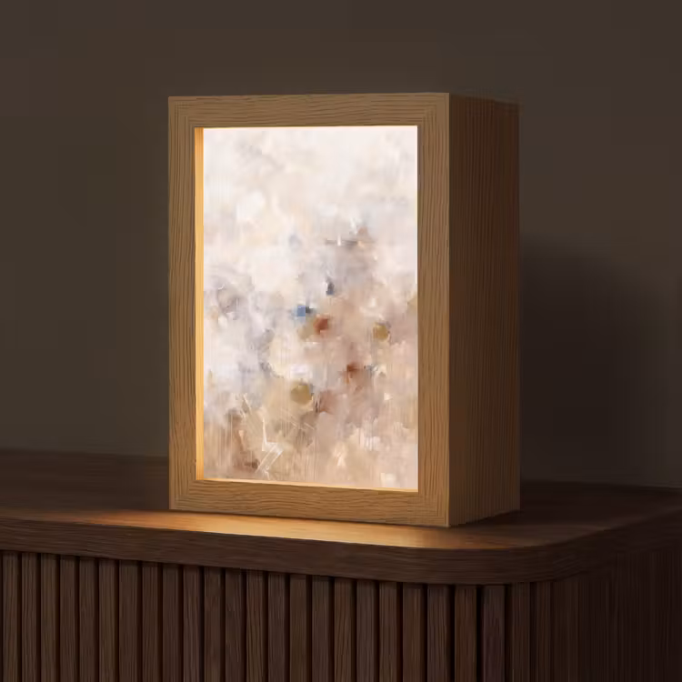 Personalisierte Lightbox - Zusammenfassung – Pinselstriche – Modern – Beige – Kunst - Abstract - Borstelstreken - Modern - Beige - Kunst Light Box met kabel (Tafellamp) klein