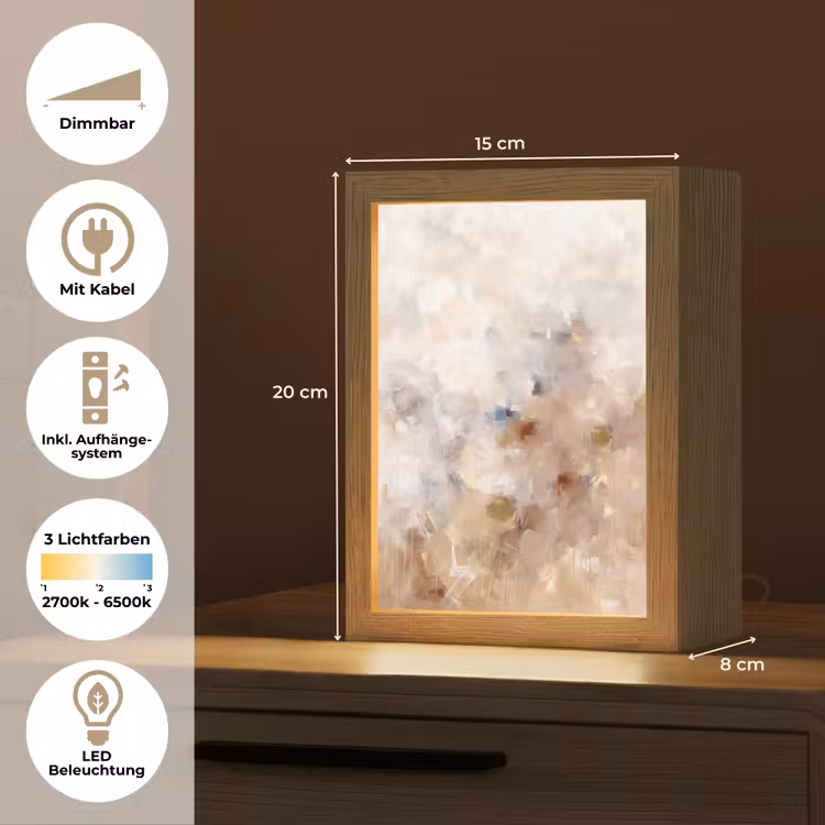 Personalisierte Lightbox - Zusammenfassung – Pinselstriche – Modern – Beige – Kunst - Abstract - Borstelstreken - Modern - Beige - Kunst Light Box met kabel (Tafellamp) klein