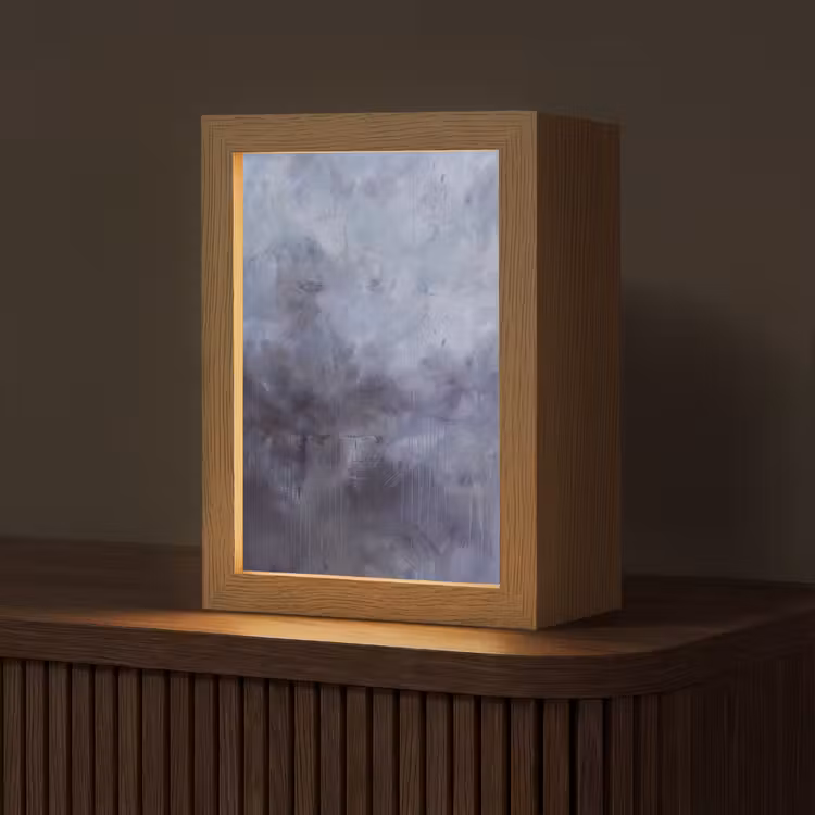Personalisierte Lightbox - Zusammenfassung – Pinselstriche – Modern – Kunst – Grau - Abstract - Kwaststreken - Modern - Kunst - Grijs Light Box met kabel (Tafellamp) klein