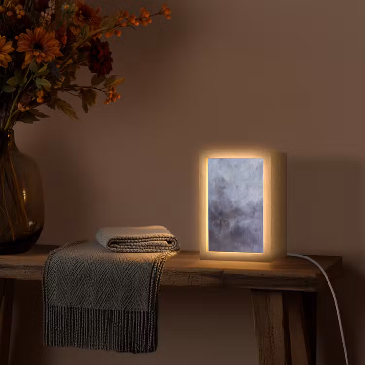 Personalisierte Lightbox - Zusammenfassung – Pinselstriche – Modern – Kunst – Grau - Abstract - Kwaststreken - Modern - Kunst - Grijs Light Box met kabel (Tafellamp) klein