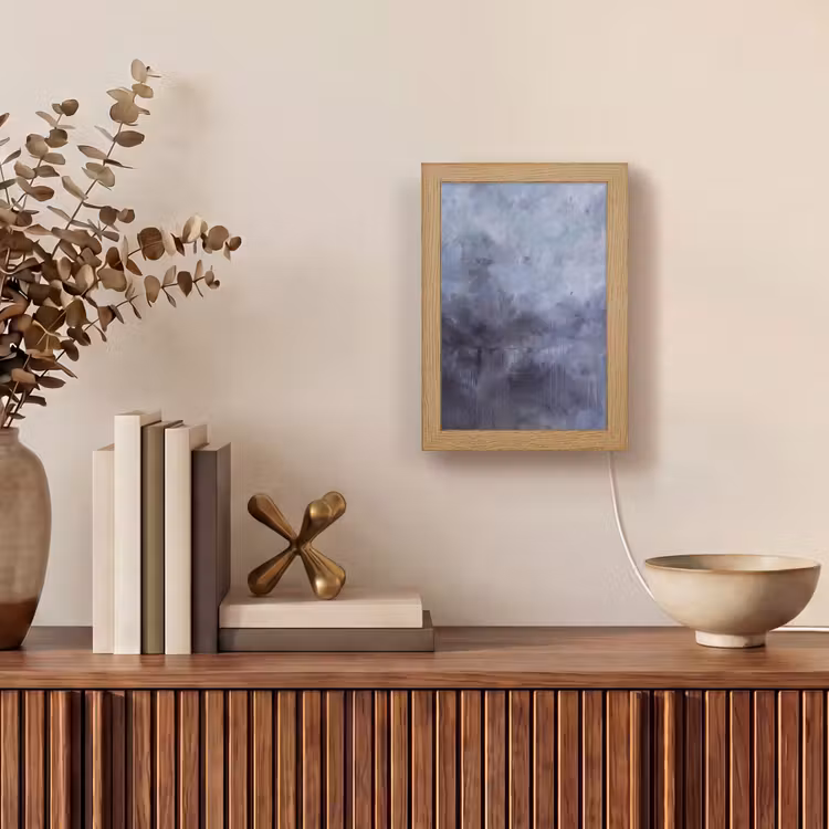 Personalisierte Lightbox - Zusammenfassung – Pinselstriche – Modern – Kunst – Grau - Abstract - Kwaststreken - Modern - Kunst - Grijs Light Box met kabel (Tafellamp) klein