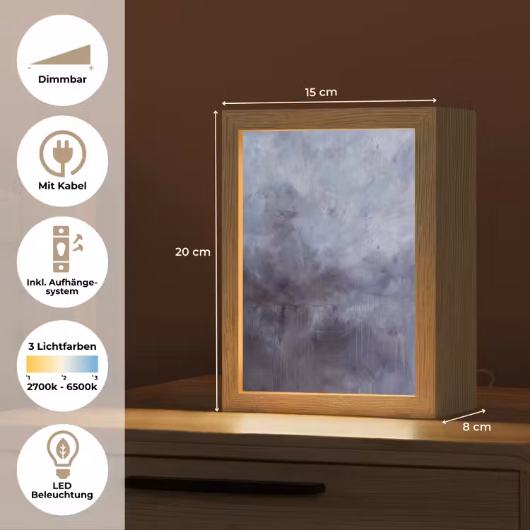 Personalisierte Lightbox - Zusammenfassung – Pinselstriche – Modern – Kunst – Grau - Abstract - Kwaststreken - Modern - Kunst - Grijs Light Box met kabel (Tafellamp) klein