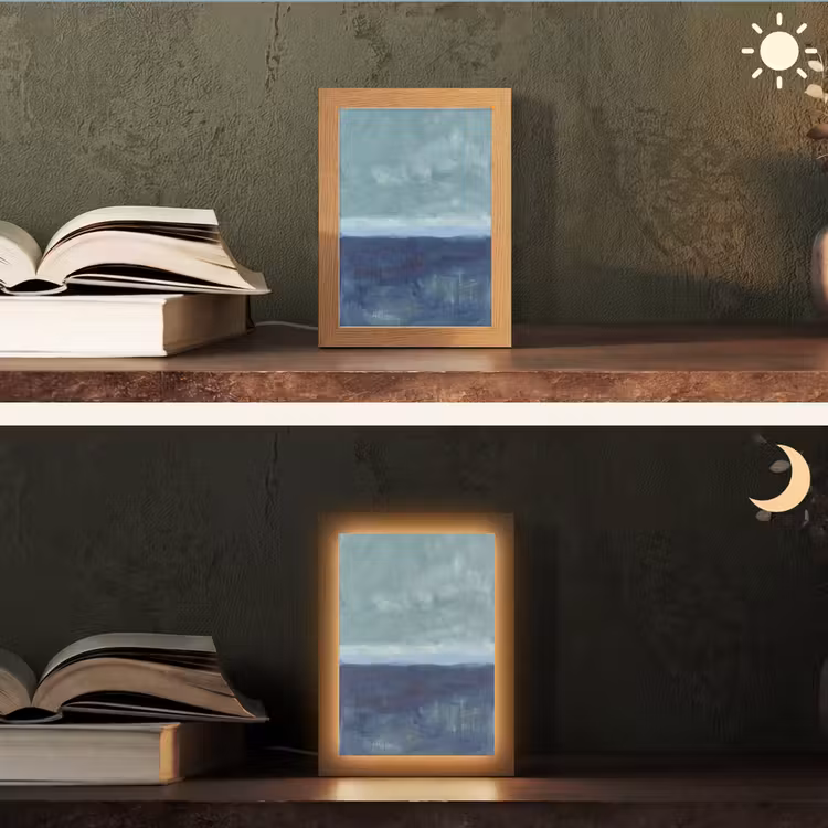 Personalisierte Lightbox - Zusammenfassung – Schichten – Ruhe – Modern – Blau — 5