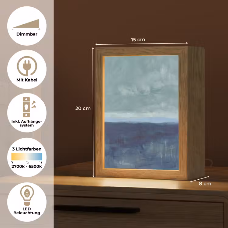Personalisierte Lightbox - Zusammenfassung – Schichten – Ruhe – Modern – Blau — 6