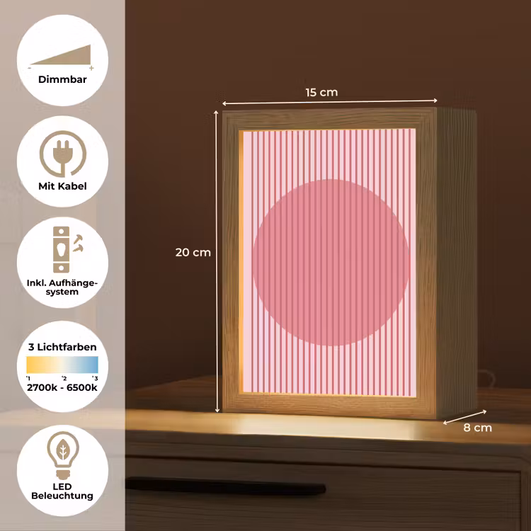 Personalisierte Lightbox - Zusammenfassung – Streifen – Oval – Rosa – Modern - Abstract - Strepen - Ovaal - Roze - Modern Light Box met kabel (Tafellamp) klein
