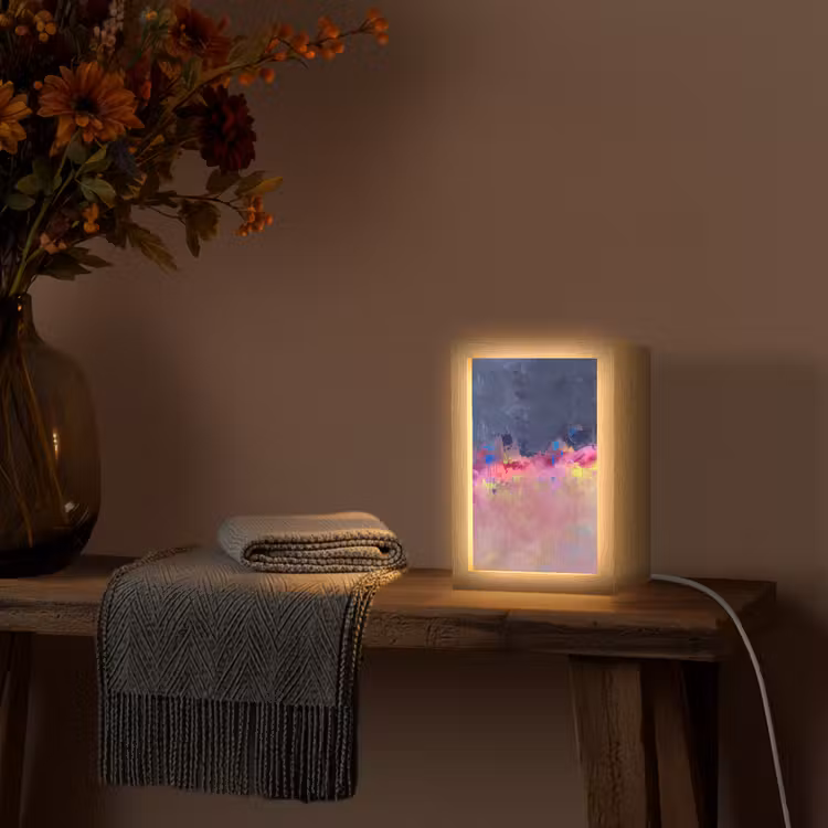 Personalisierte Lightbox - Zusammenfassung – Textur – Farben – Modern – Rosa - Abstract - Textuur - Kleuren - Modern - Roze Light Box met kabel (Tafellamp) klein
