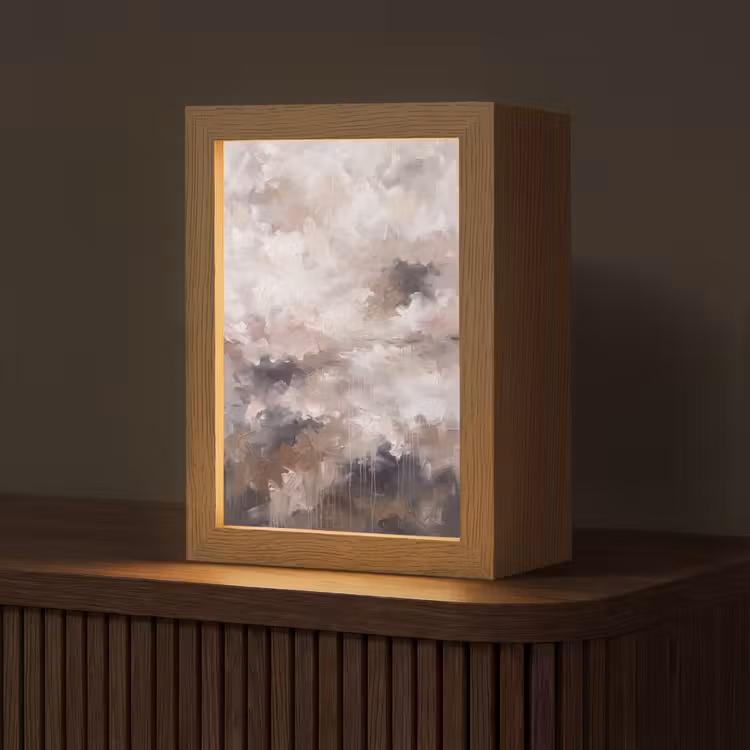 Personalisierte Lightbox - Zusammenfassung – Textur – Kunst – Modern – Beige - Abstract - Textuur - Kunst - Modern - Beige Light Box met kabel (Tafellamp) klein