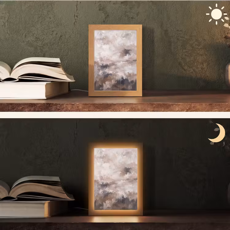 Personalisierte Lightbox - Zusammenfassung – Textur – Kunst – Modern – Beige - Abstract - Textuur - Kunst - Modern - Beige Light Box met kabel (Tafellamp) klein