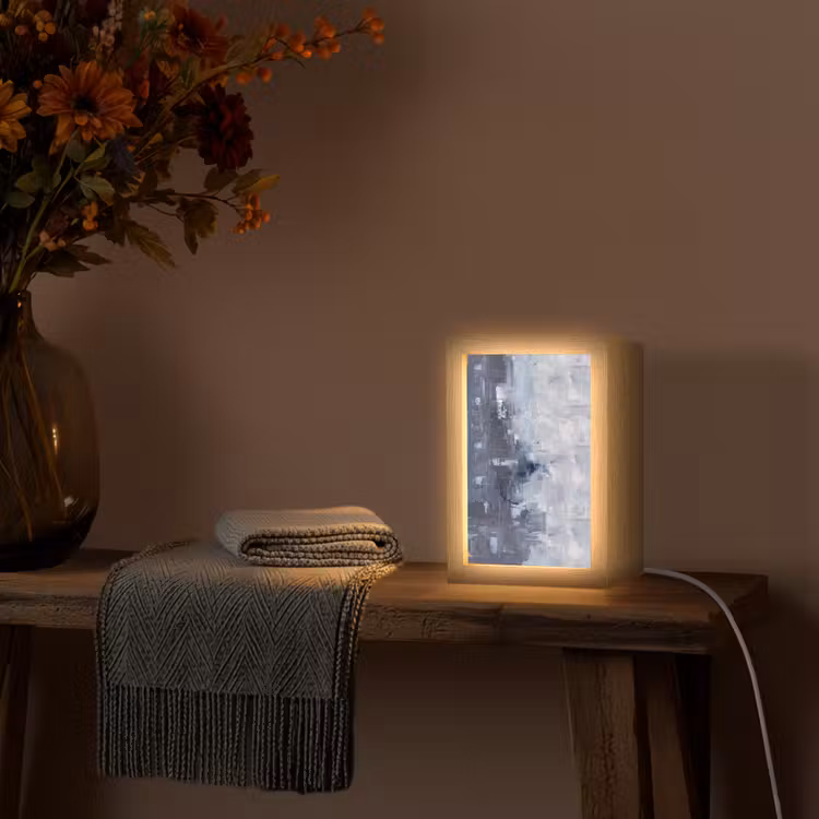 Personalisierte Lightbox - Zusammenfassung – Textur – Kunst – Modern – Blau - Abstract - Textuur - Kunst - Modern - Blauw Light Box met kabel (Tafellamp) klein