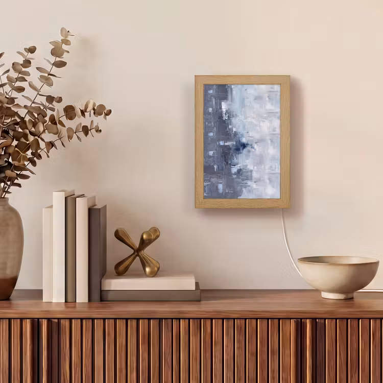 Personalisierte Lightbox - Zusammenfassung – Textur – Kunst – Modern – Blau - Abstract - Textuur - Kunst - Modern - Blauw Light Box met kabel (Tafellamp) klein