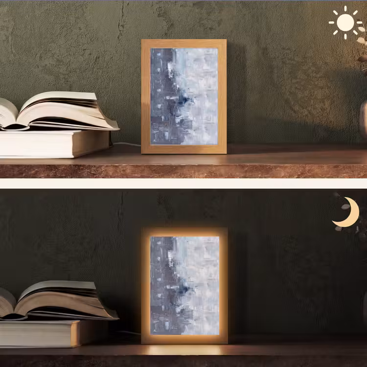 Personalisierte Lightbox - Zusammenfassung – Textur – Kunst – Modern – Blau - Abstract - Textuur - Kunst - Modern - Blauw Light Box met kabel (Tafellamp) klein