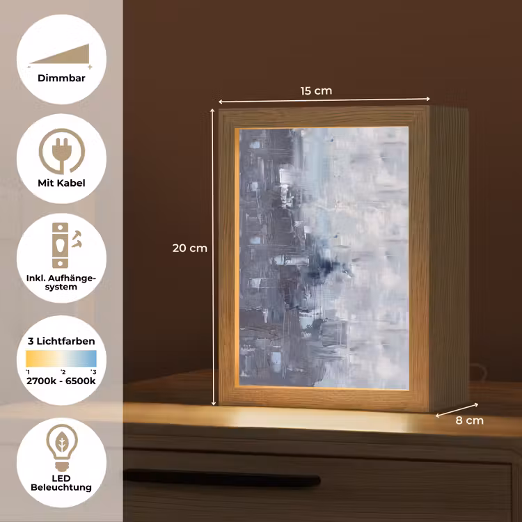 Personalisierte Lightbox - Zusammenfassung – Textur – Kunst – Modern – Blau - Abstract - Textuur - Kunst - Modern - Blauw Light Box met kabel (Tafellamp) klein