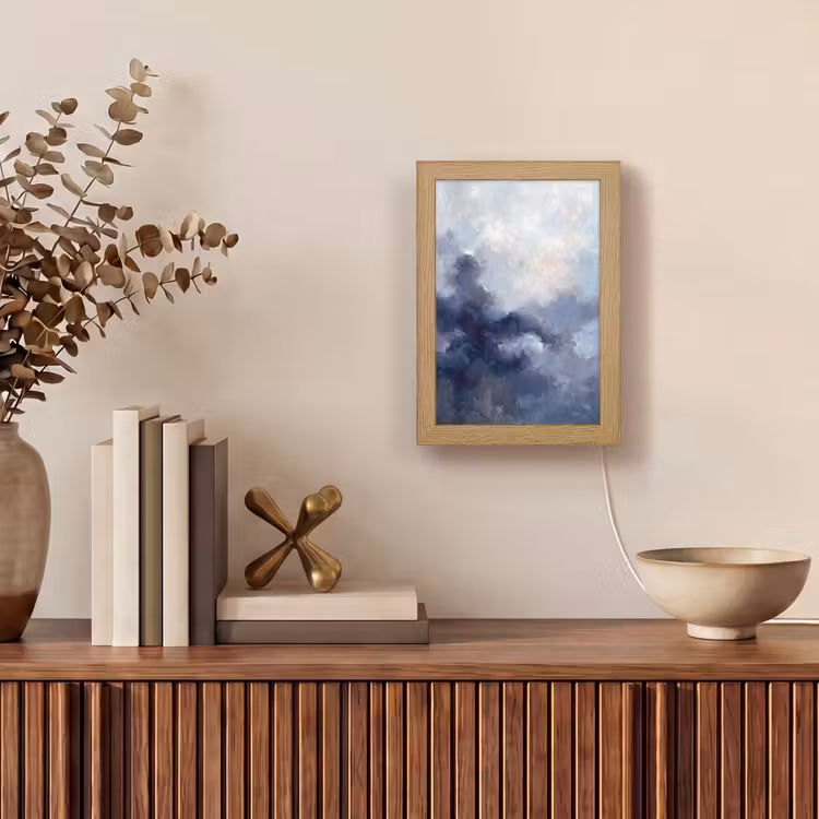 Personalisierte Lightbox - Zusammenfassung – Wolken – Modern – Blau – Kunst - Abstract - Wolken - Modern - Blauw - Kunst Light Box met kabel (Tafellamp) klein
