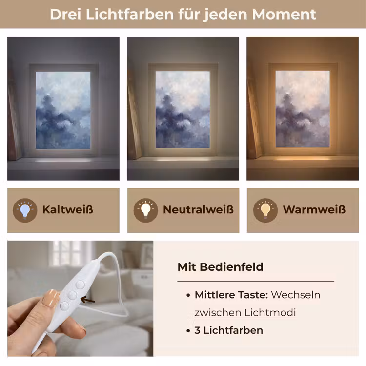 Personalisierte Lightbox - Zusammenfassung – Wolken – Modern – Blau – Kunst - Abstract - Wolken - Modern - Blauw - Kunst Light Box met kabel (Tafellamp) klein