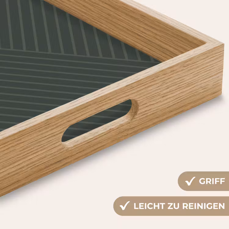 Lijnen - Abstract - Groen - Minimalistisch Dienblad Rechthoek middel -USP_HandgreepDE