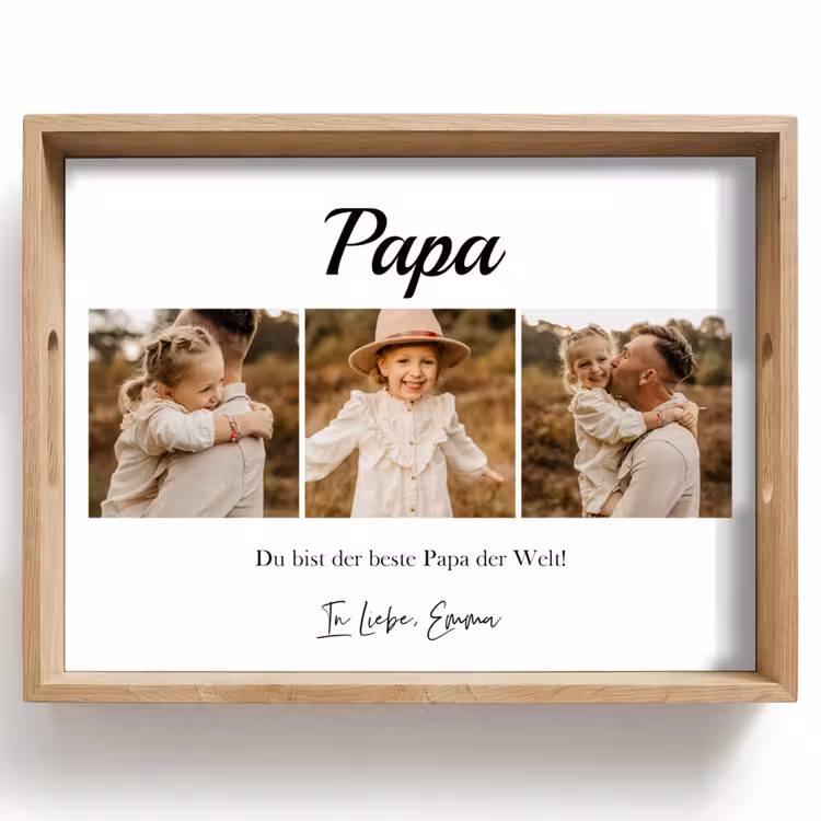 Papa - Fotocollage - 3 Fotos Dienblad Rechthoek middel -z3d_shopping