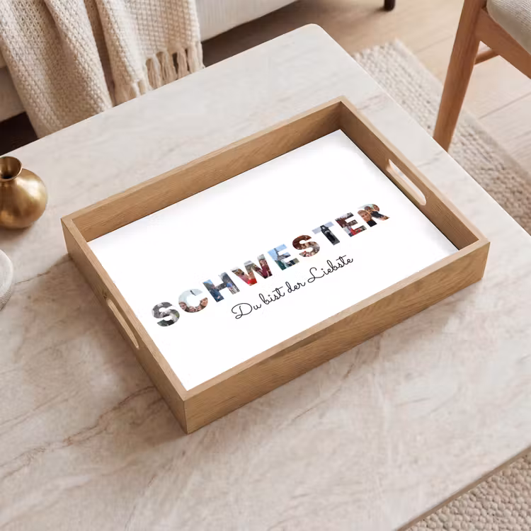 Schwester - Buchstaben-Collage Dienblad Rechthoek middel -sfeer1