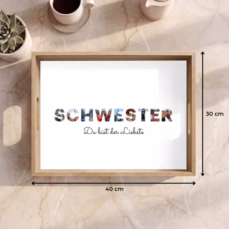 Schwester - Buchstaben-Collage Dienblad Rechthoek middel -USP_Formaat