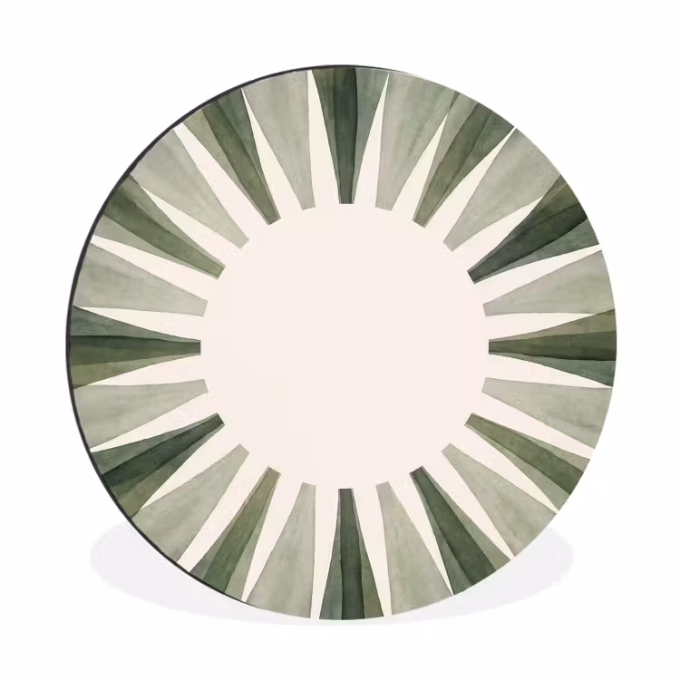 Planten - Abstract - Waterverf - Groen - Natuur Wandcirkel aluminium klein -3d