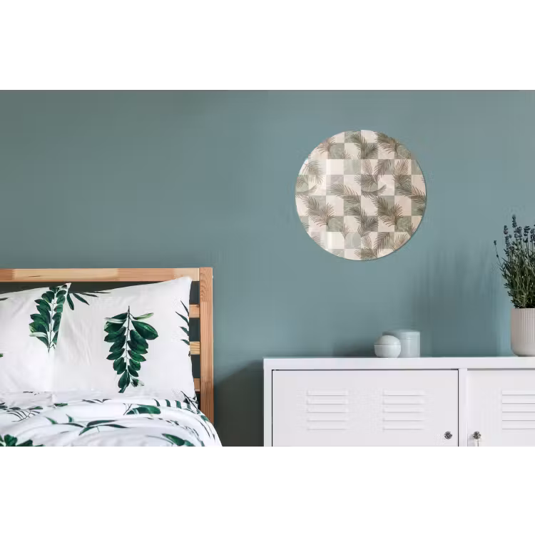 Planten - Bladeren - Marmer - Modern - Groen Wandcirkel aluminium klein -slaapkamer