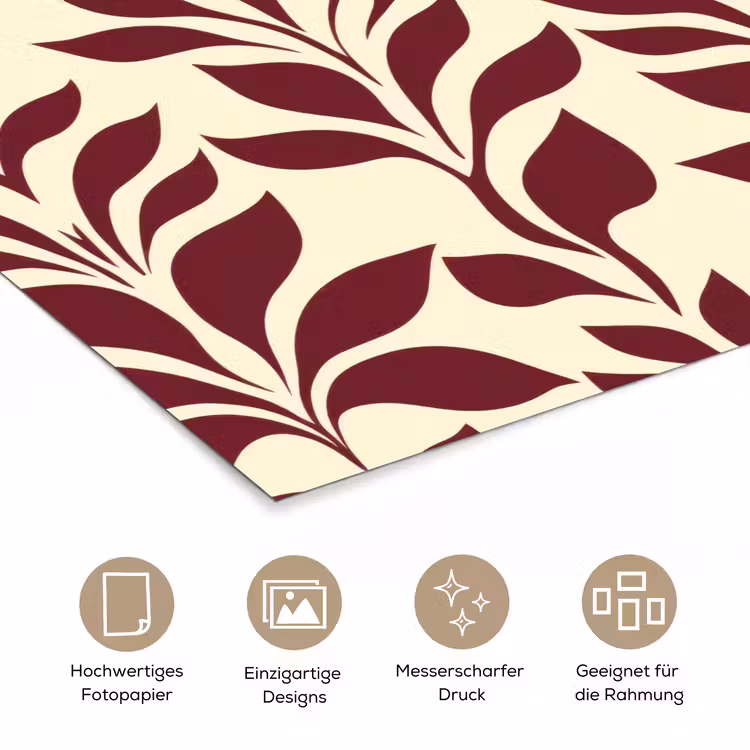 Abstract - Bladeren - Burgundy poster papier klein 62 -tcloseup_DE