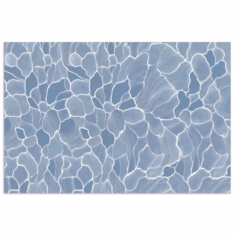 Abstract - Blauw - Bladeren poster papier klein -3d