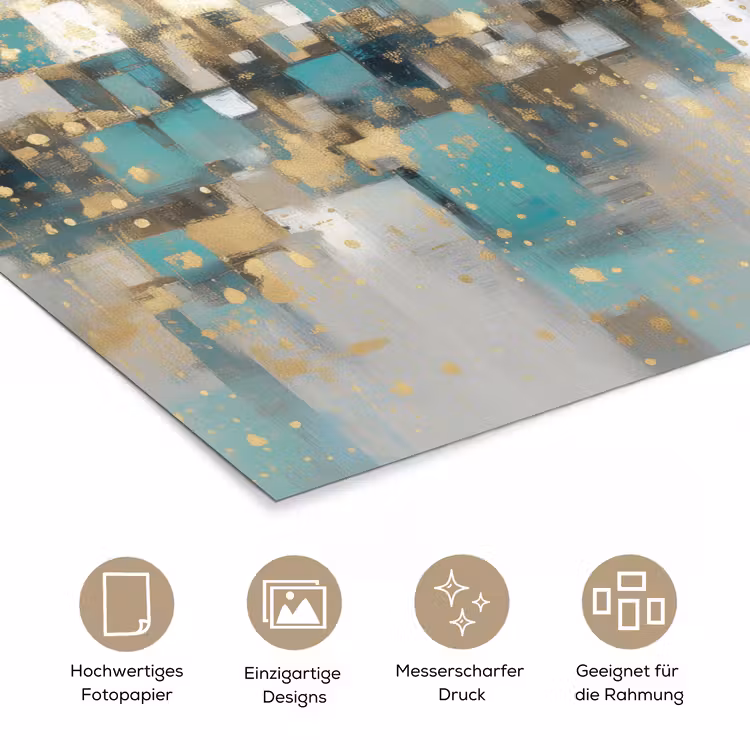 Abstract - Blokken - Goud - Skyline poster papier klein -tcloseup_DE